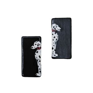 Vintage Dalmation Dog Earrings Hand Painted Artisan